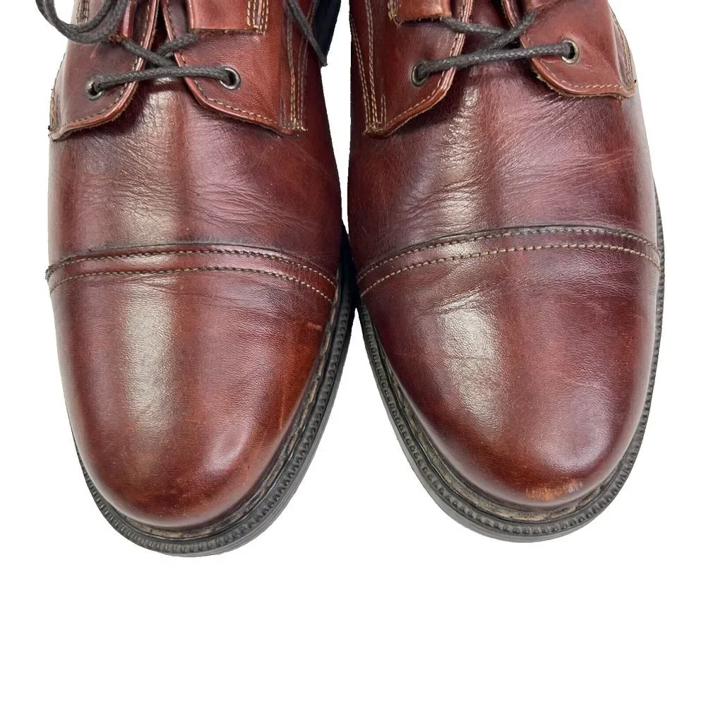 Bacco Bucci Mens Brown Leather Oxford Made In Italy Shoe Size 10 Business Preppy
